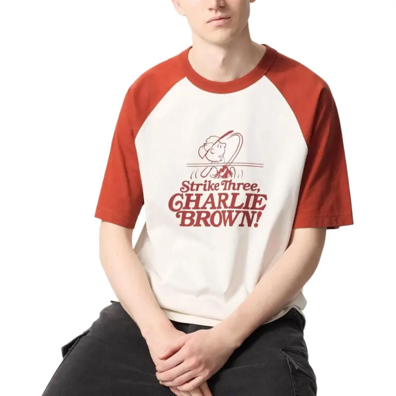 UNIQLO x PEANUTS Collaboration SS25 T Shirt Unisex Orange Brown-3
