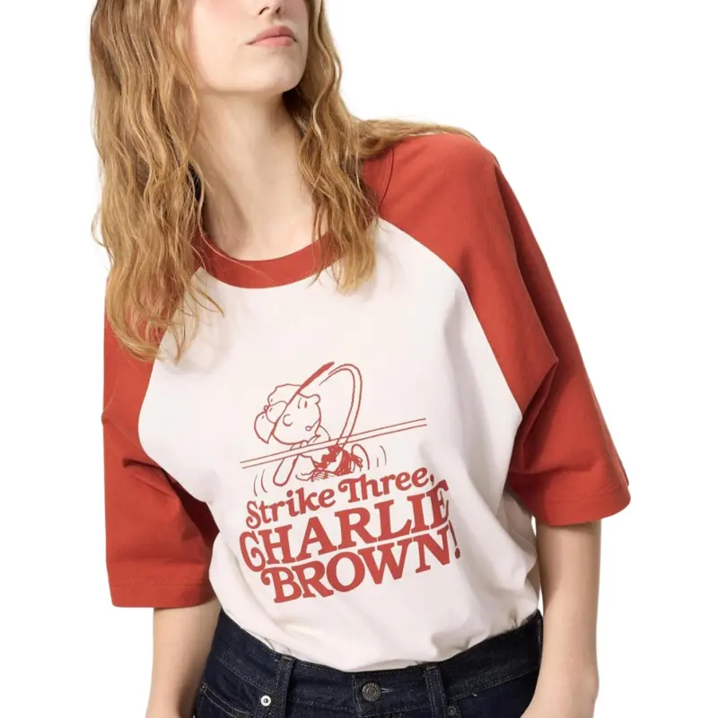 UNIQLO x PEANUTS Collaboration SS25 T Shirt Unisex Orange Brown-4