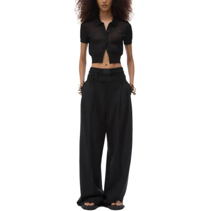Alexander Wang Logo Embroidered Fine Knit Polo Cardigan-2