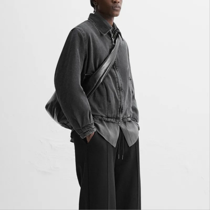 ZARA Denim Jackets Men Black-4