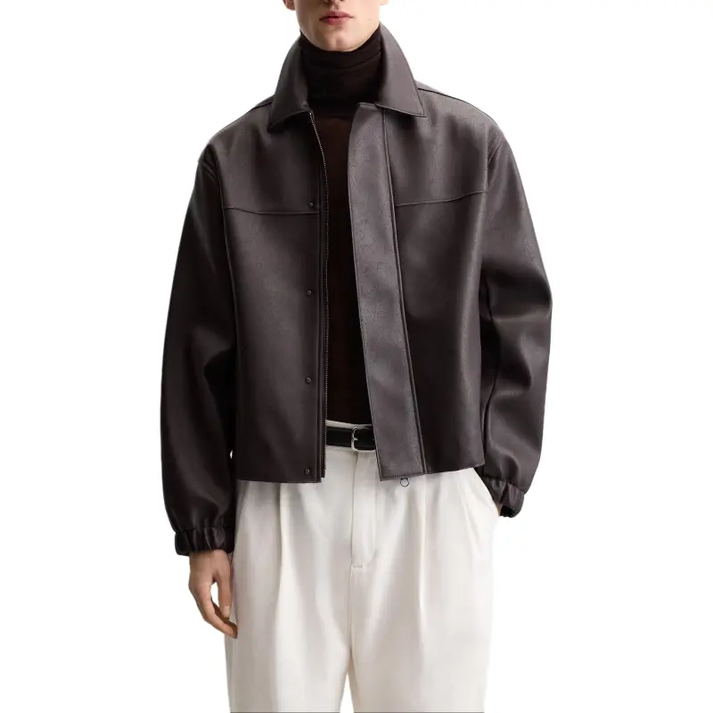 ZARA Leather Jacket Men's Bright Red-2