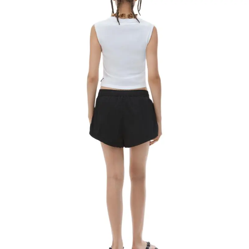 T By Alexander Wang Ruched Seam Track Shorts Black-3