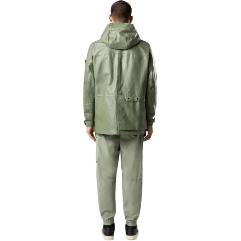 STONE ISLAND Leather Jacket Unisex Sage Green-3