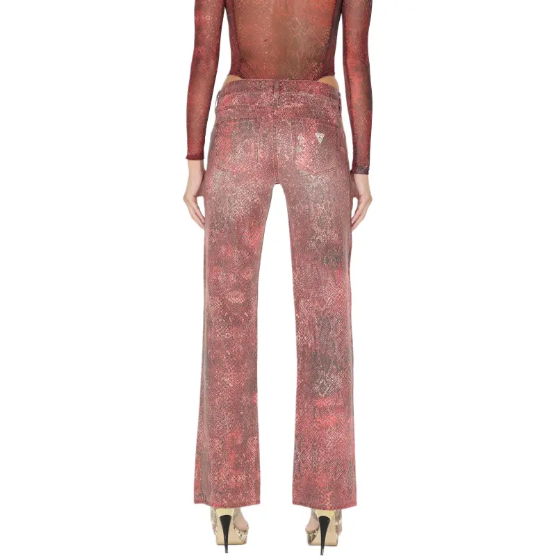 GUESS Printed Straight Pant Jeans Women's Red-4