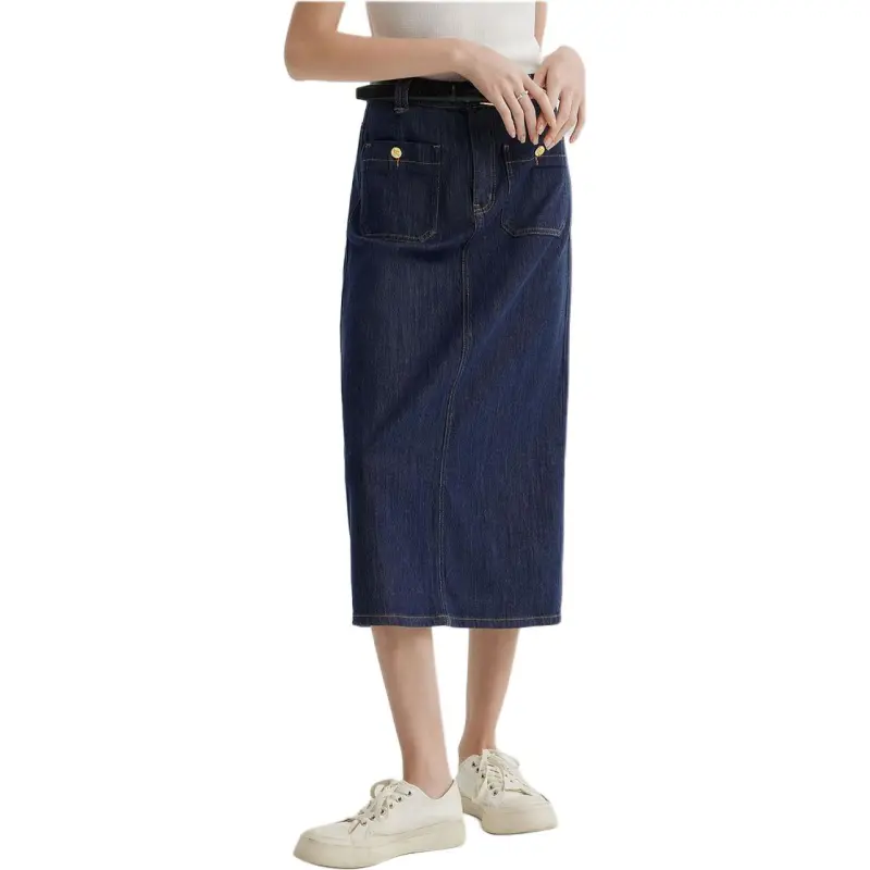 E.land Denim Long Skirt Women's Dark Denim-1