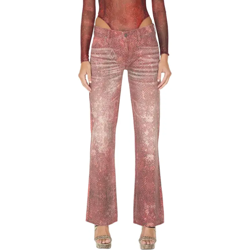GUESS Printed Straight Pant Jeans Women's Red-2