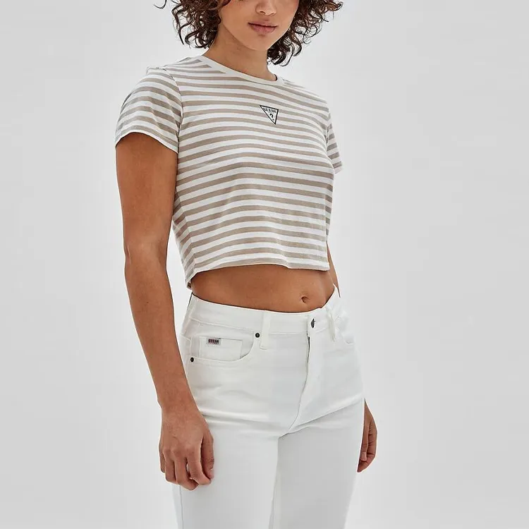 GUESS Crop Tops Women's White Stripes-2