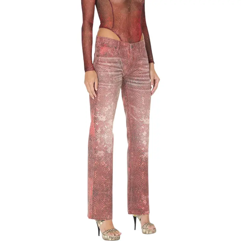 GUESS Printed Straight Pant Jeans Women's Red-1