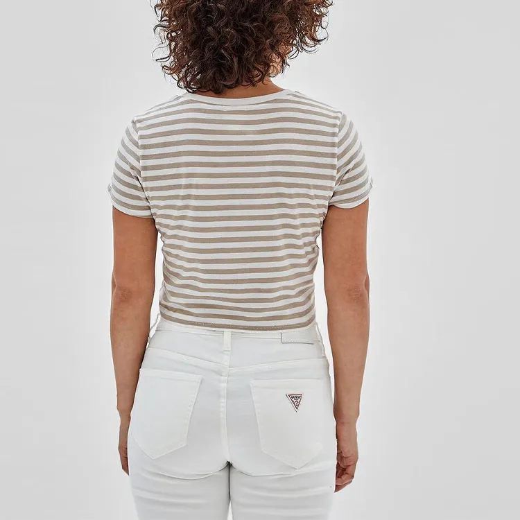 GUESS Crop Tops Women's White Stripes-4