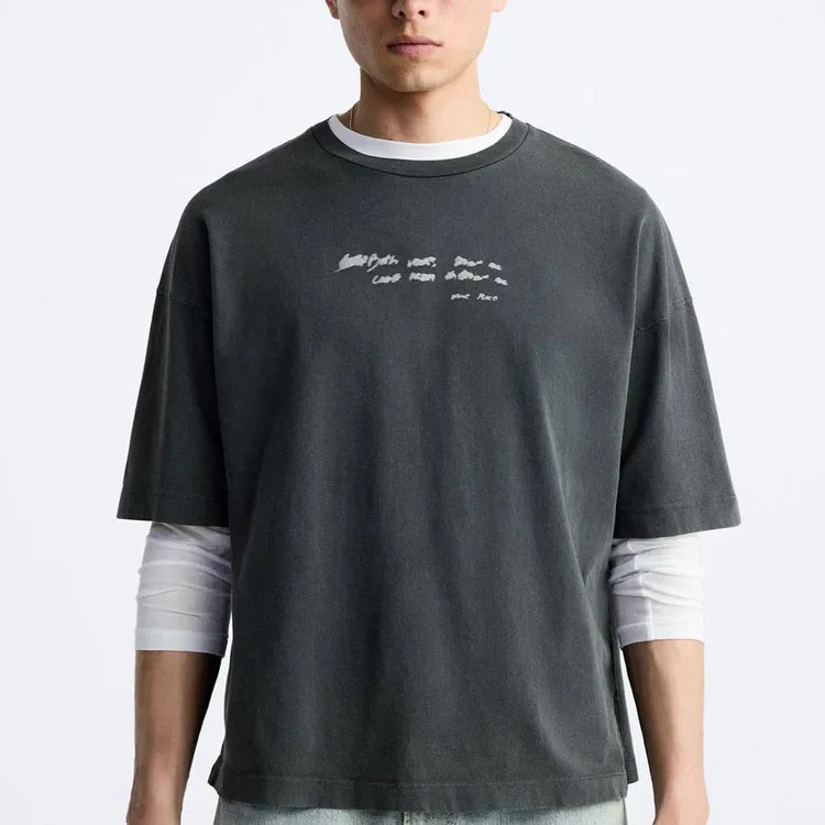 ZARA T Shirt Men's Deep Anthracite-2