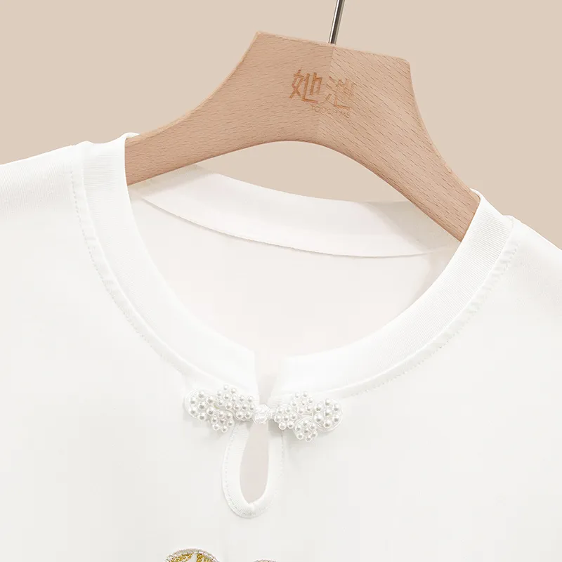 TOUCH Set in Sleeve T Shirt Women's White-5