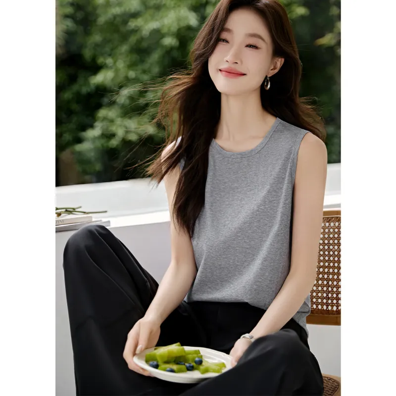 Mo Han Yi Mei Tank Tops Women's Light Gray-2