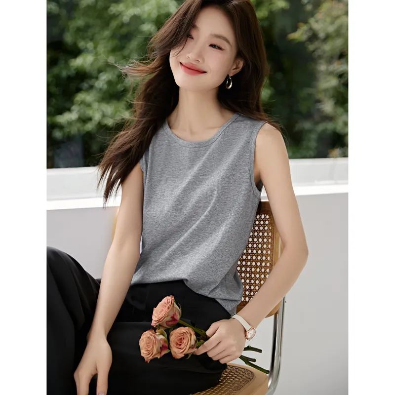 Mo Han Yi Mei Tank Tops Women's Light Gray-4