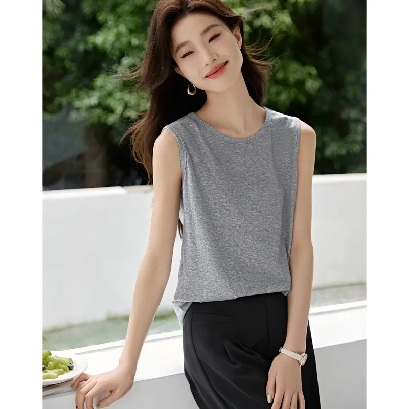 Mo Han Yi Mei Tank Tops Women's Light Gray-3