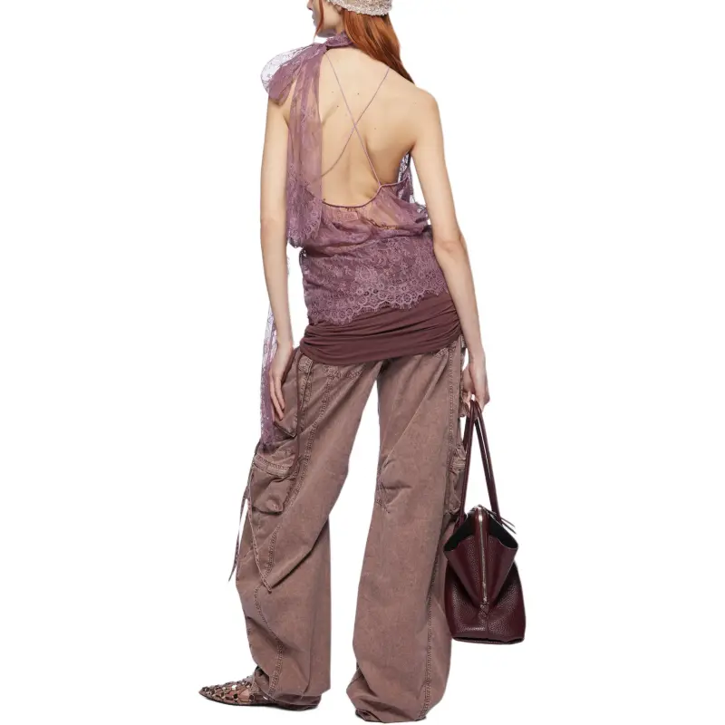 The Attico Wide Leg Cargo Pant 'Washed Mauve'-2