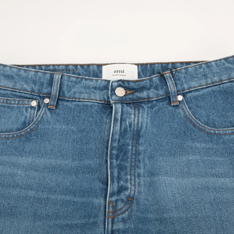 Ami Paris Straight Leg Mid Wash Jeans-4