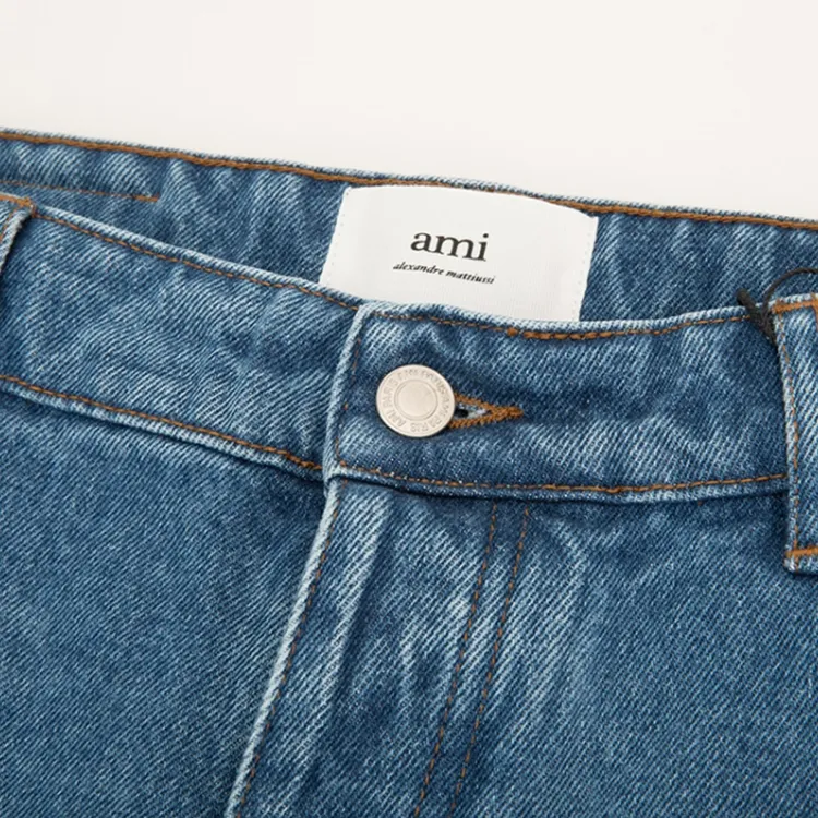 Ami Paris Straight Leg Mid Wash Jeans-3