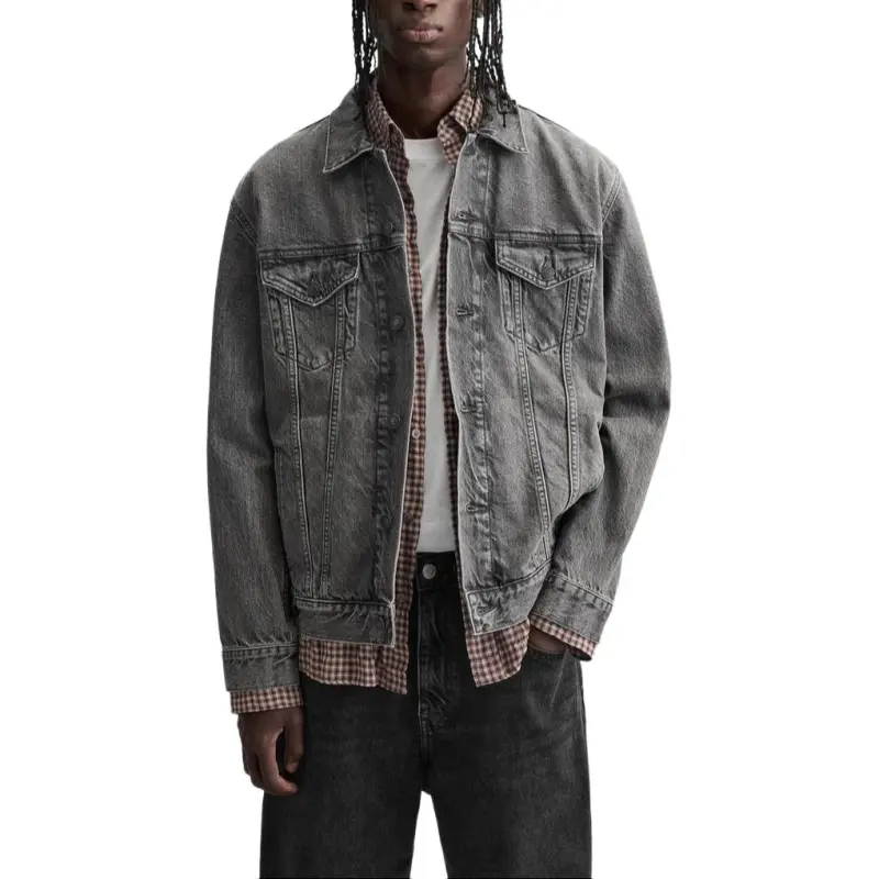 ZARA Denim Jackets Men Gray-3