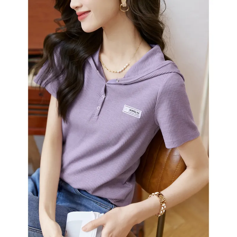 Mo Han Yi Mei Regular T Shirt Women's Purple-0