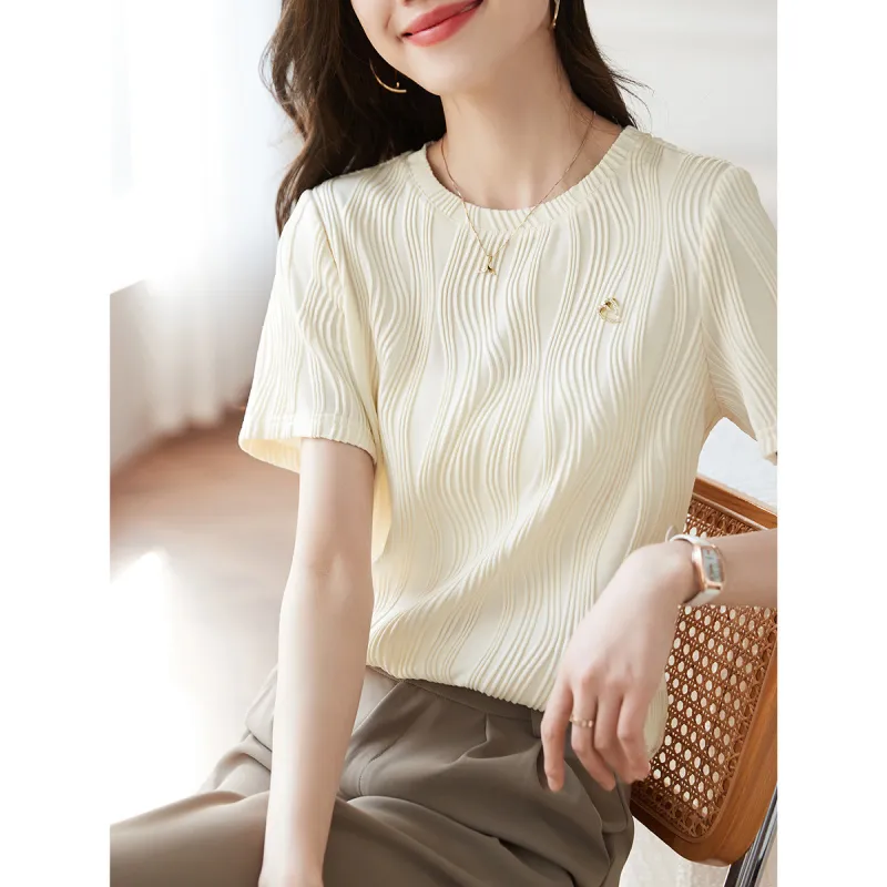 Mo Han Yi Mei Regular T Shirt Women's Ecru-1
