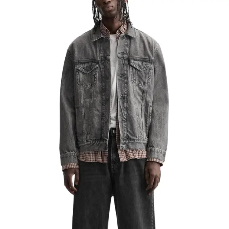 ZARA Denim Jackets Men Gray-2