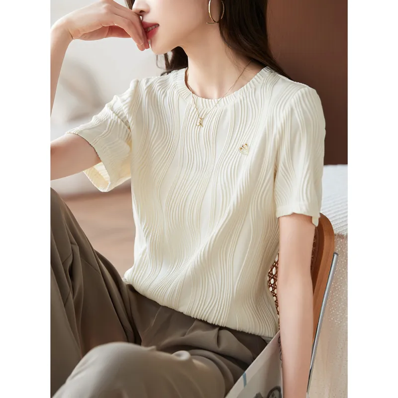 Mo Han Yi Mei Regular T Shirt Women's Ecru-2