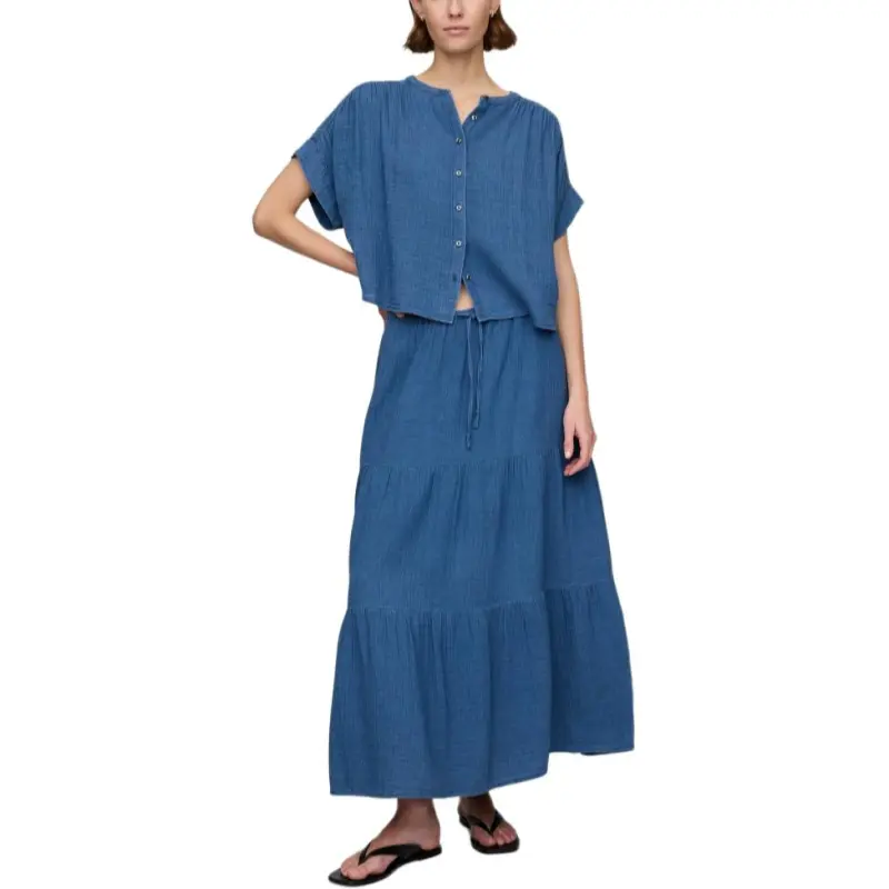 GAP SS25 Denim Long Skirt Women's Blue-1