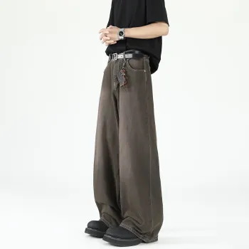 VESIBO Jeans Men's Washed And Dyed Brown