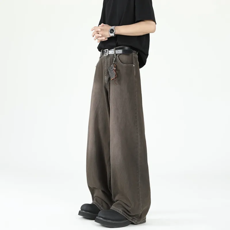 VESIBO Jeans Men's Washed And Dyed Brown-2