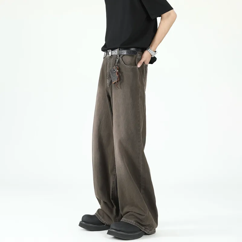 VESIBO Jeans Men's Washed And Dyed Brown-3