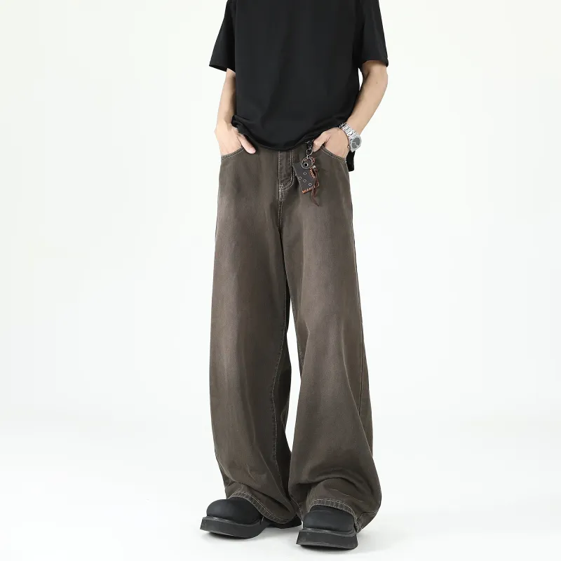 VESIBO Jeans Men's Washed And Dyed Brown-4