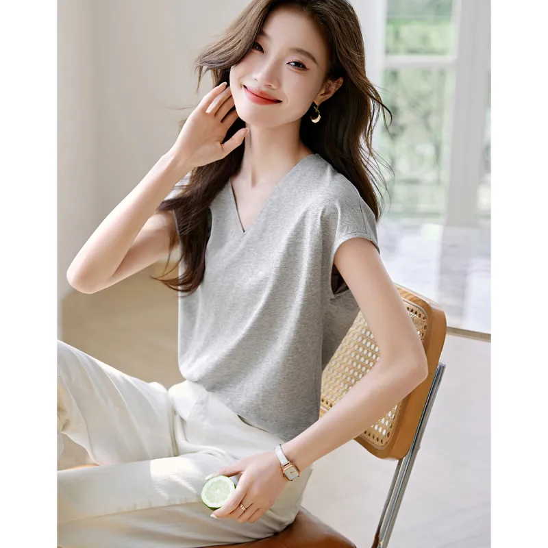 Mo Han Yi Mei T Shirt Women's Light Gray-3