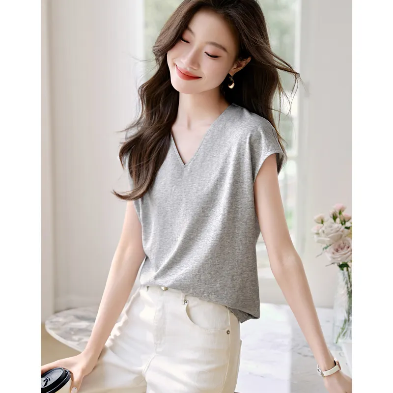 Mo Han Yi Mei T Shirt Women's Light Gray-4