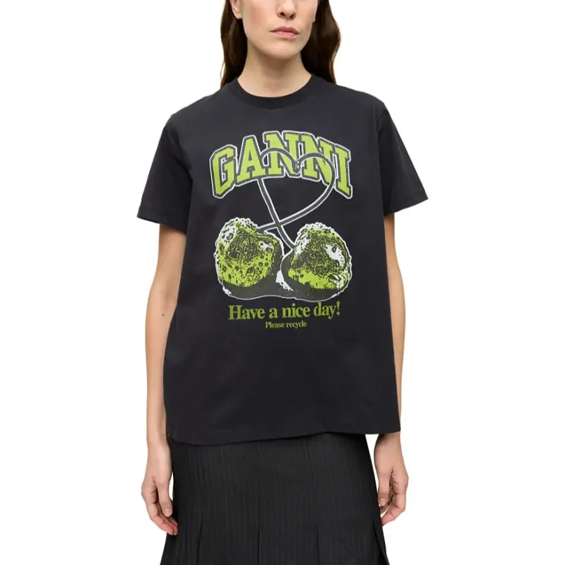GANNI Logo Printed Crewneck T Shirt-3