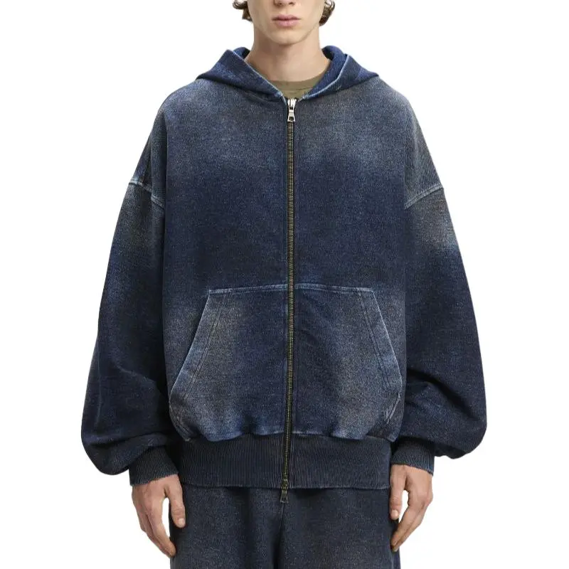 PALM ANGELS Monogram Printed Zip Up Denim Jacket-1
