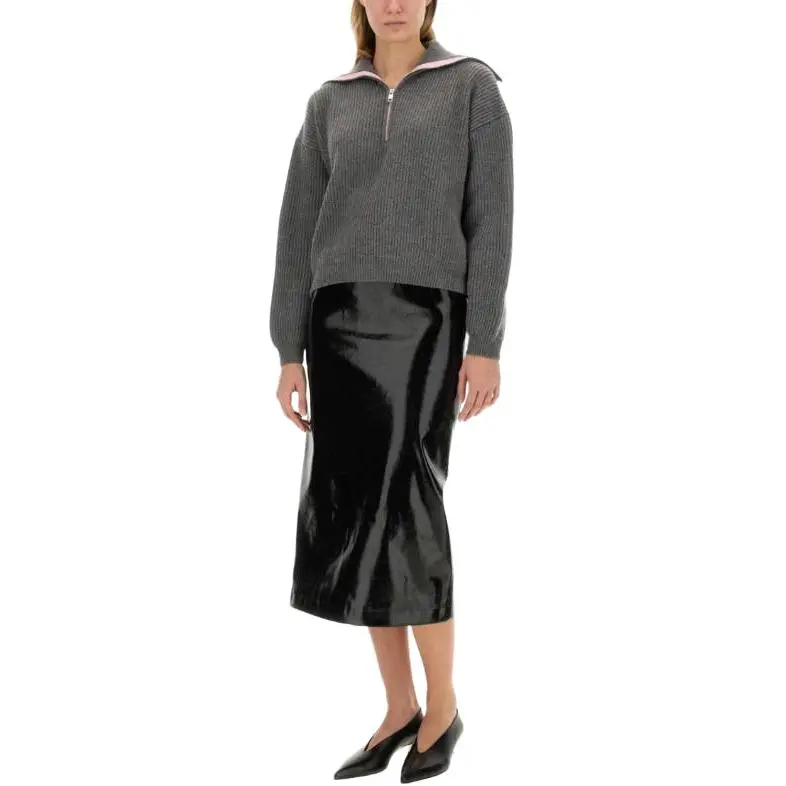 MSGM Faux Leather Zipped Midi Skirt-3