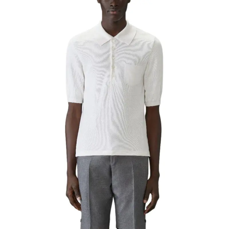 THOM BROWNE 4 Bar Silk Polo Shirt-2