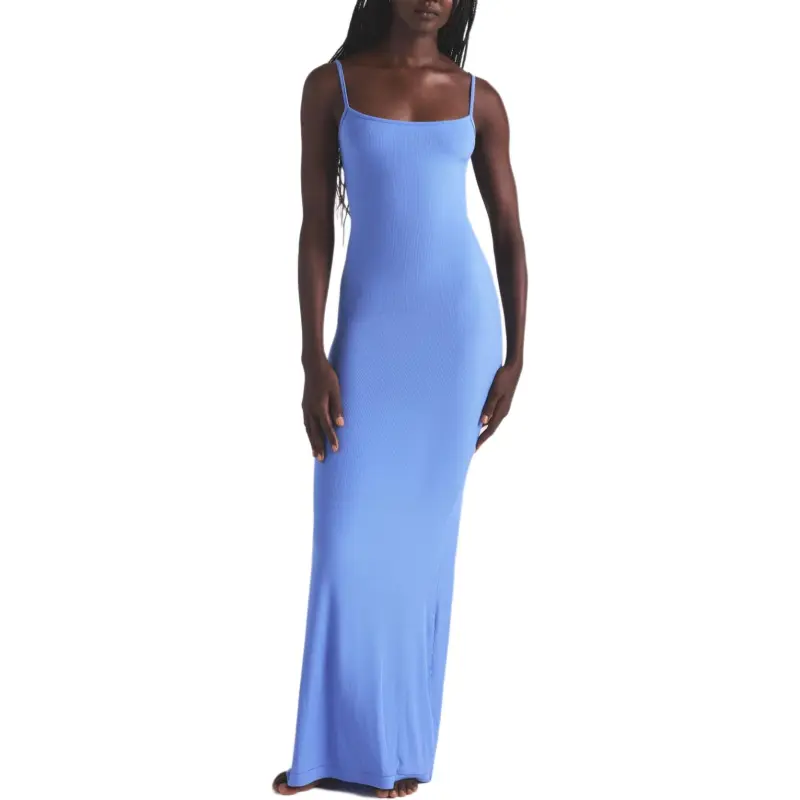SKIMS SS25 SOFT LOUNGE LONG SLIP DRESS Slip Dress Women's CIELO/Natural Blue-1
