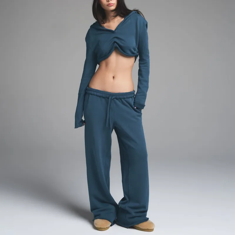 SKIMS SS25 FRENCH TERRY WIDE LEG PANT Casual Pants Women's INDIGO/Indigo-1