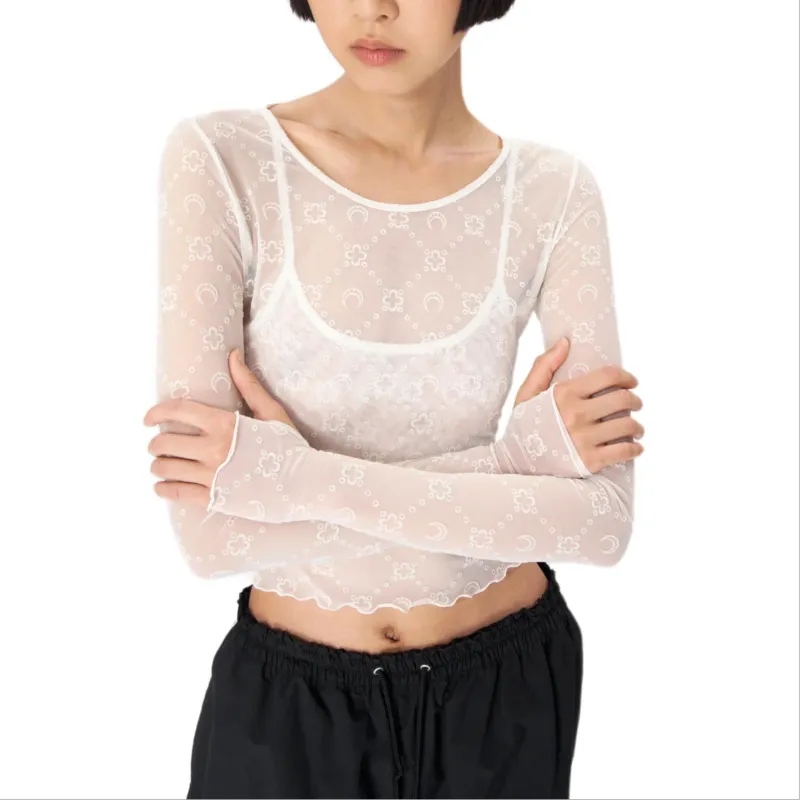Marine Serre Mesh Cropped Top-3
