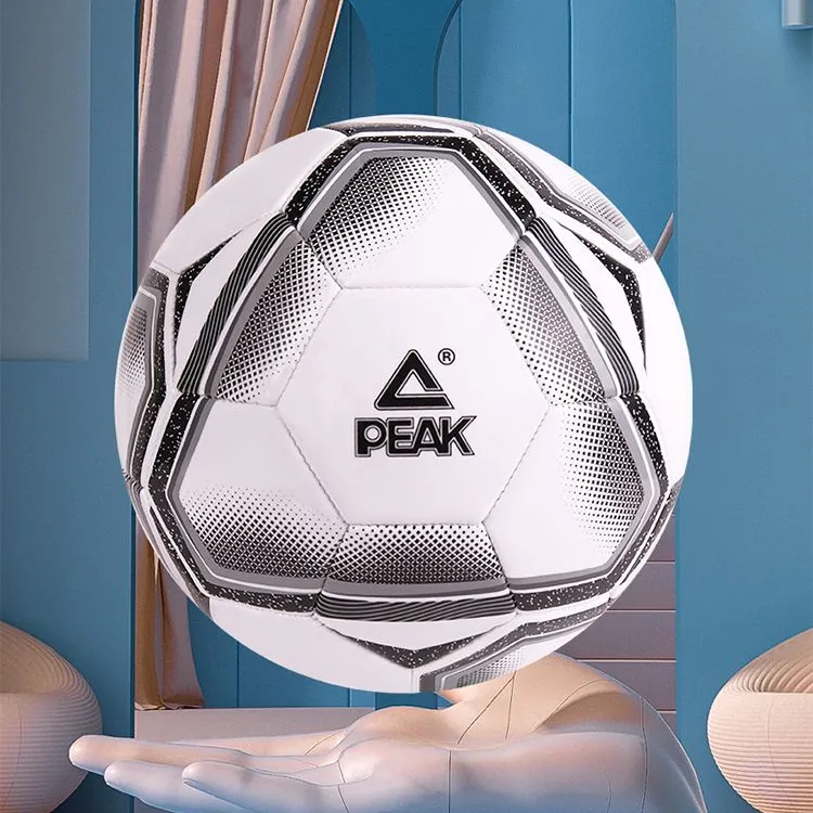 PEAK Size 5 Soccer PVC Machine Stitched Soccer Ball Unisex White Black-2