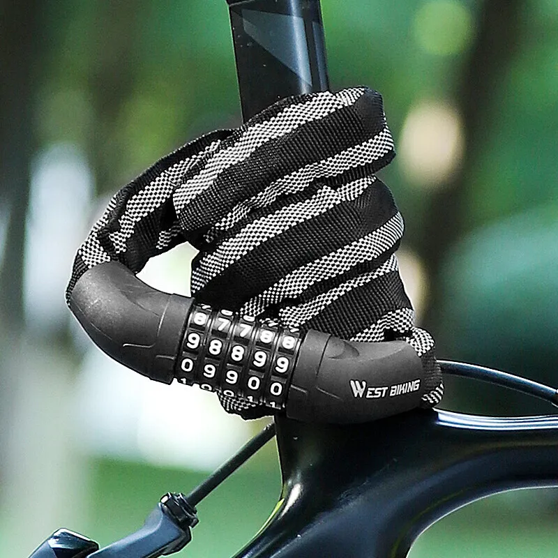 WEST BIKING Bicycle Locks Outdoor Alloy Modified PP ABS Plastic Chain Lock-1