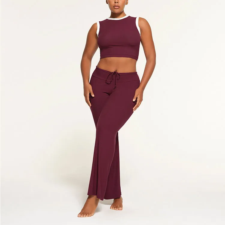 Skims Soft Lounge Drawstrlng Pant Casual Pants Women's Maroon/Chestnut-1
