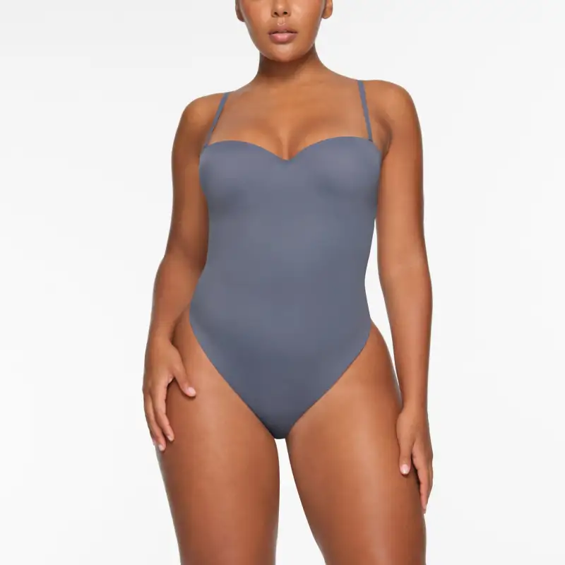 SKIMS Contour Llft Stralght Neck Bodysult Bodysuits Women's STEEL BLUE/Steel Blue-1