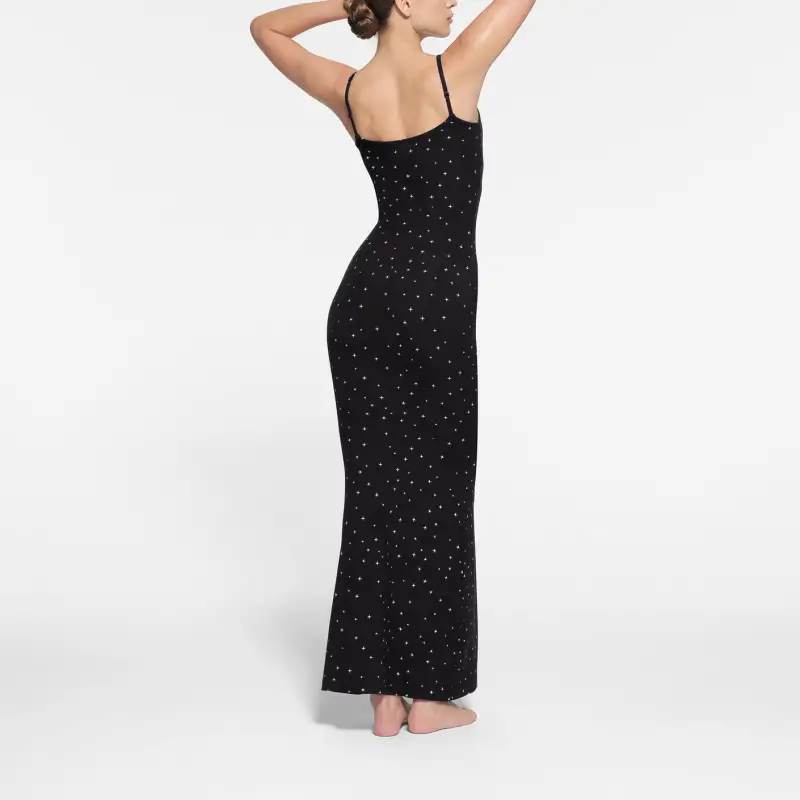 skims ONYX SPARKLE PRINT Soft Lounge Long Slip Dress-2