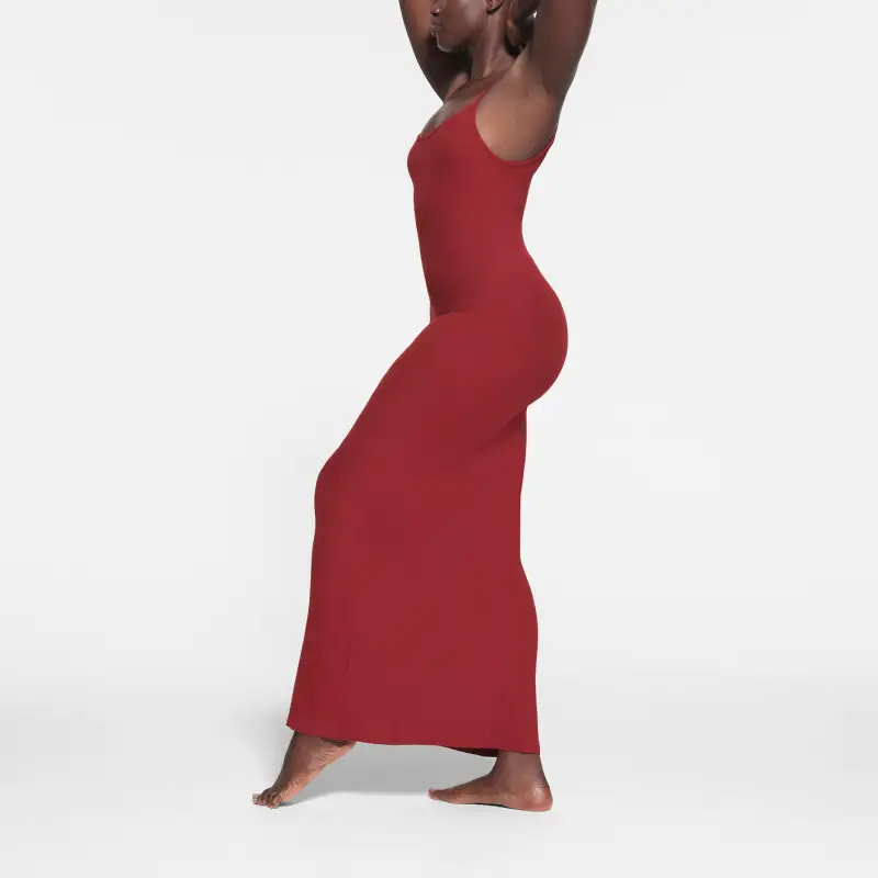 SKIMS SOFT LOUNGE LONG SLIP DRESS Slip Dress Women's BRICK/Brick-3