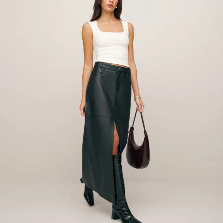 Reformation Veda Tazz Leather Maxi Skirt-1