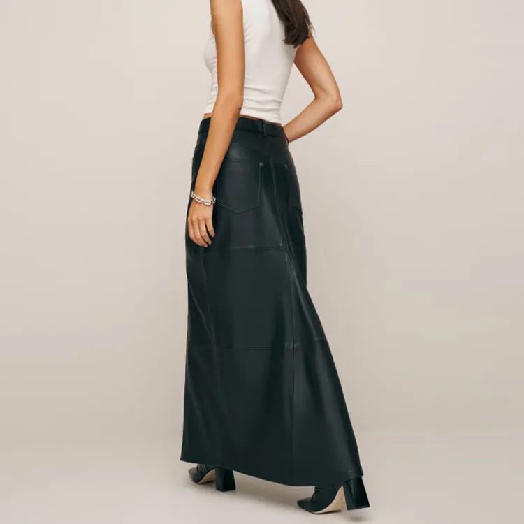 Reformation Veda Tazz Leather Maxi Skirt-2