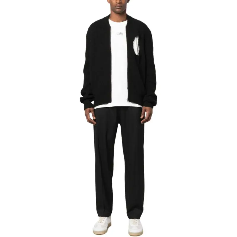 MM6 Maison Margiela Distressed Zipped Knitted Cardigan-2