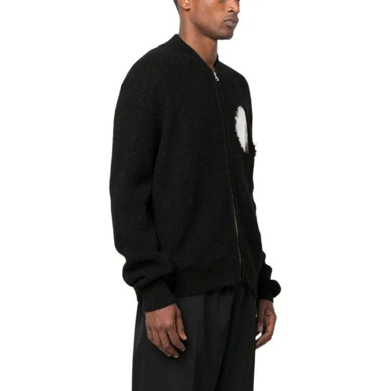 MM6 Maison Margiela Distressed Zipped Knitted Cardigan-4